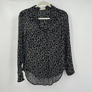 Cloth and Stone Women Blouse Size XS Black Sheer Boho Artsy Romantic Lightweight